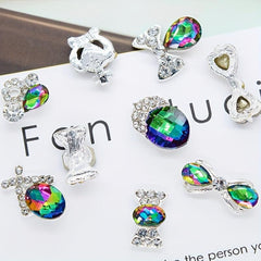24 Pcs Alloy Nail Art Charms With Rhinestones 3D Nail Art Accessories