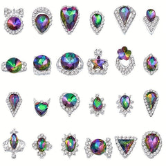 24 Pcs Alloy Nail Art Charms With Rhinestones 3D Nail Art Accessories