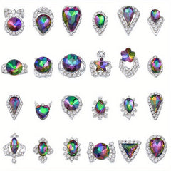 24 Pcs Alloy Nail Art Charms With Rhinestones 3D Nail Art Accessories