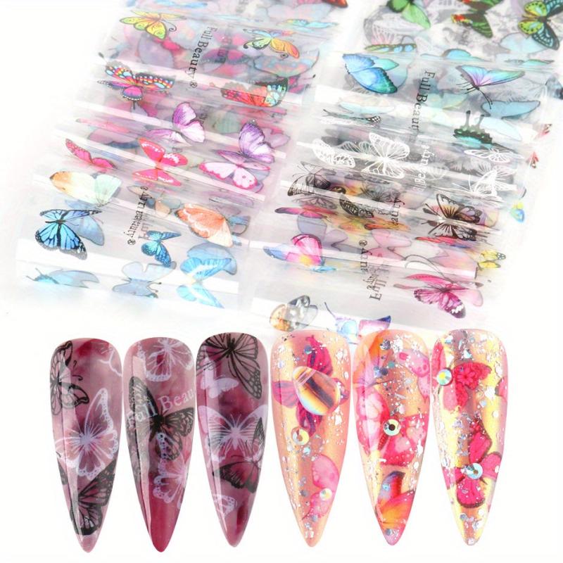 10pcs Holographic Butterfly Nail Foils Summer Decoration Set