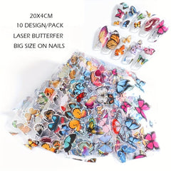 10pcs Holographic Butterfly Nail Foils Summer Decoration Set