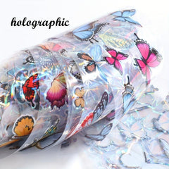 10pcs Holographic Butterfly Nail Foils Summer Decoration Set
