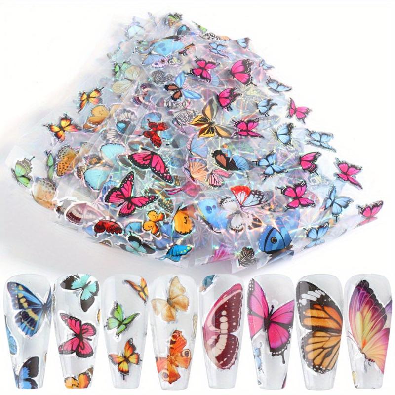 10pcs Holographic Butterfly Nail Foils Summer Decoration Set