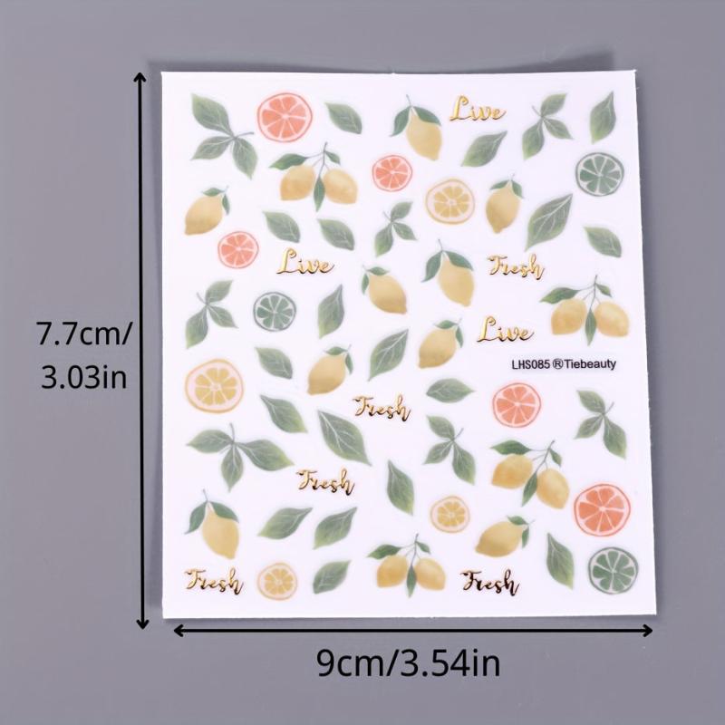 Summer Nail Art Sticker Flower Cherry Leaves Pattern Fun Stickers For Nail Art