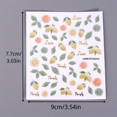 Summer Nail Art Sticker Flower Cherry Leaves Pattern Fun Stickers For Nail Art