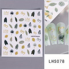 Summer Nail Art Sticker Flower Cherry Leaves Pattern Fun Stickers For Nail Art