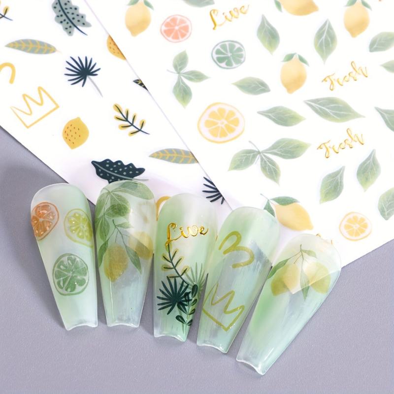 Summer Nail Art Sticker Flower Cherry Leaves Pattern Fun Stickers For Nail Art