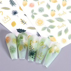Summer Nail Art Sticker Flower Cherry Leaves Pattern Fun Stickers For Nail Art