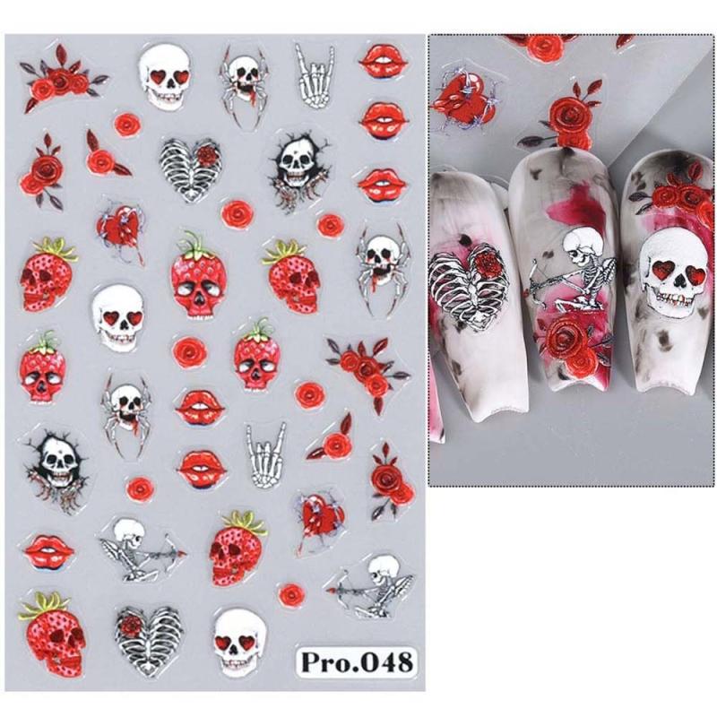 5D Halloween Nail Art Stickers Decals, Ghost Pumpkin Skull Nails Decals
