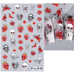 5D Halloween Nail Art Stickers Decals, Ghost Pumpkin Skull Nails Decals
