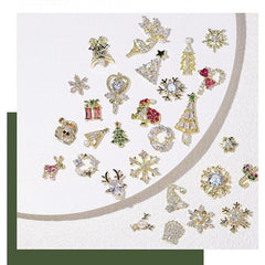 Christmas Nail Charms Zircon Pearls 3D Alloy Nail Gem Accessories
