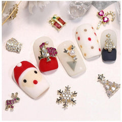 Christmas Nail Charms Zircon Pearls 3D Alloy Nail Gem Accessories