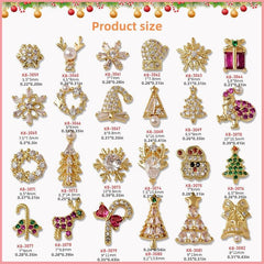 Christmas Nail Charms Zircon Pearls 3D Alloy Nail Gem Accessories