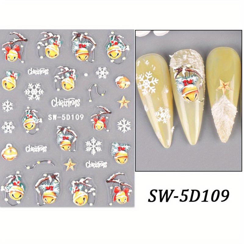 Christmas Nail Art Stickers Snowflake Bell Decals Self Adhesive