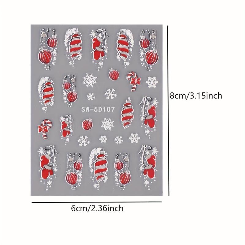 Christmas Nail Art Stickers Snowflake Bell Decals Self Adhesive