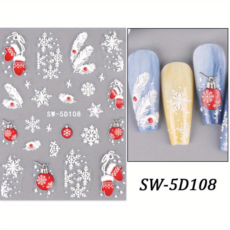 Christmas Nail Art Stickers Snowflake Bell Decals Self Adhesive
