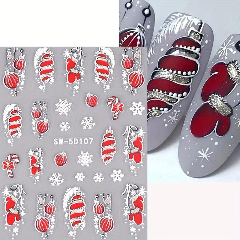 Christmas Nail Art Stickers Snowflake Bell Decals Self Adhesive