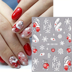 Christmas Nail Art Stickers Snowflake Bell Decals Self Adhesive