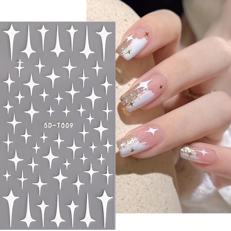 2pcs 5D Star Nail Stickers: Butterfly Heart Holo Glitter Decals