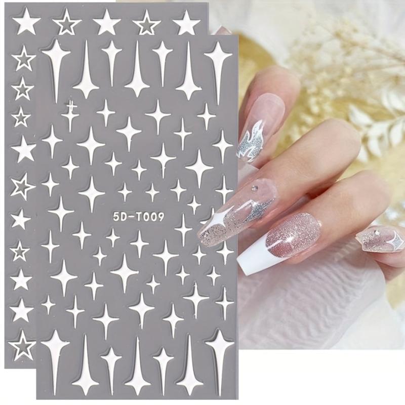 2pcs 5D Star Nail Stickers: Butterfly Heart Holo Glitter Decals