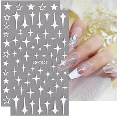 2pcs 5D Star Nail Stickers: Butterfly Heart Holo Glitter Decals