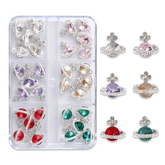 30pcs 3D Planet Nail Charms with Rhinestones, Saturn Nail Art Jewelry
