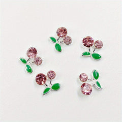 3D Cherry Nail Charms With Rhinestones Zircon Nail Art Jewelry