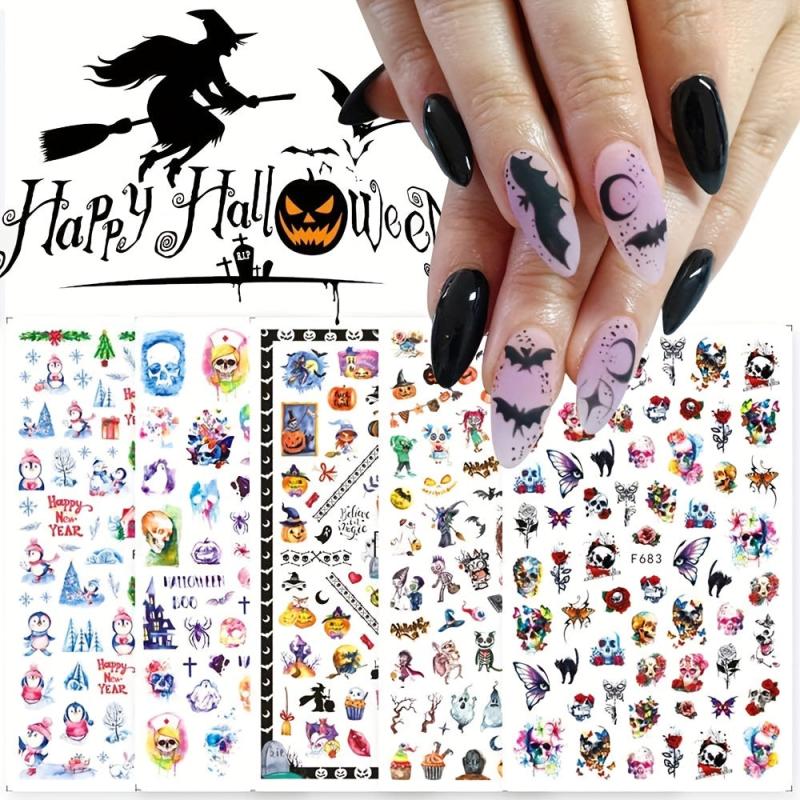 Halloween Christmas Nail Art Stickers Decals DIY Nail Art Decoration Supplies