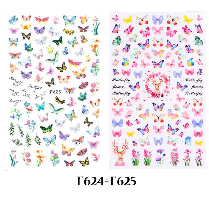 Floral & Butterfly Nail Art Stickers Adhesive Decals