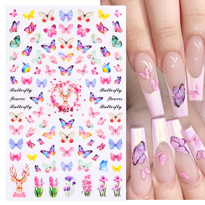 Floral & Butterfly Nail Art Stickers Adhesive Decals