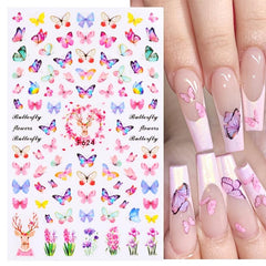 Floral & Butterfly Nail Art Stickers Adhesive Decals