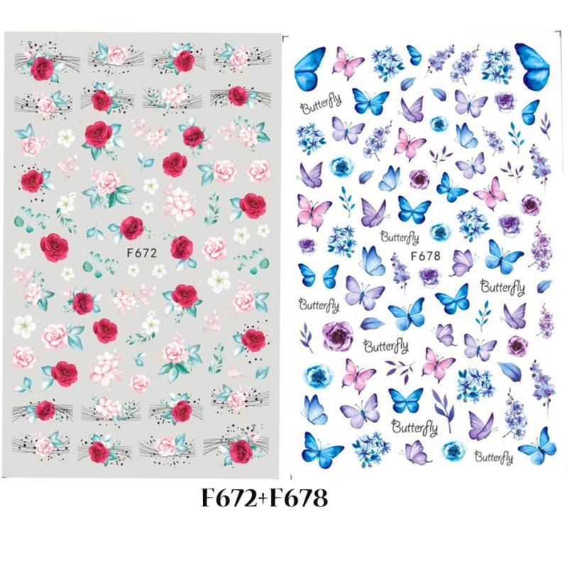 Floral & Butterfly Nail Art Stickers Adhesive Decals