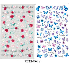Floral & Butterfly Nail Art Stickers Adhesive Decals