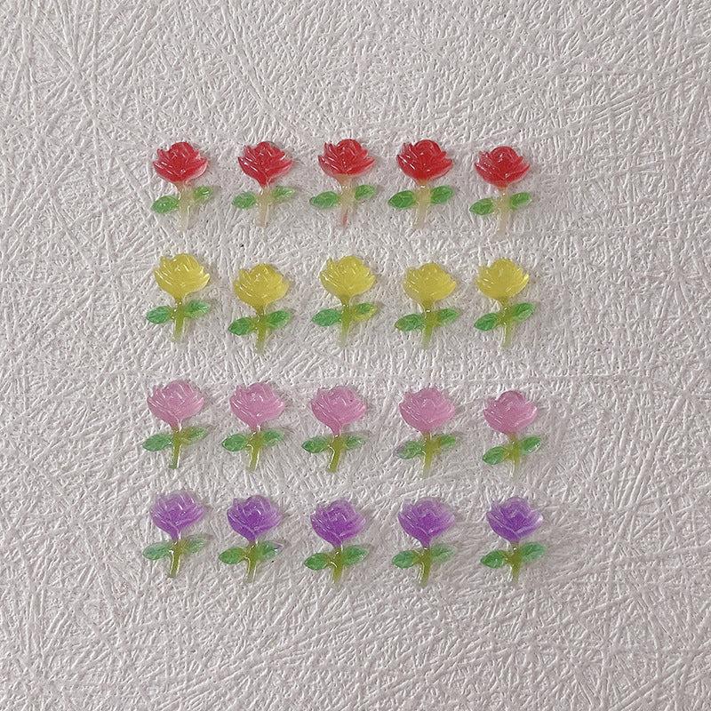 3D Nail Charms Rose Aurora Resin Stones Decoration