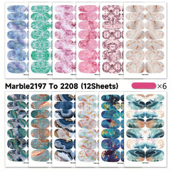 12 Sheets Marble Nail Polish Strips Full Nail Wraps Self Adhesive Stickers