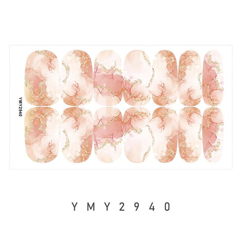 12 Sheets Marble Nail Polish Strips Full Nail Wraps Self Adhesive Stickers