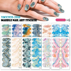 12 Sheets Marble Nail Polish Strips Full Nail Wraps Self Adhesive Stickers