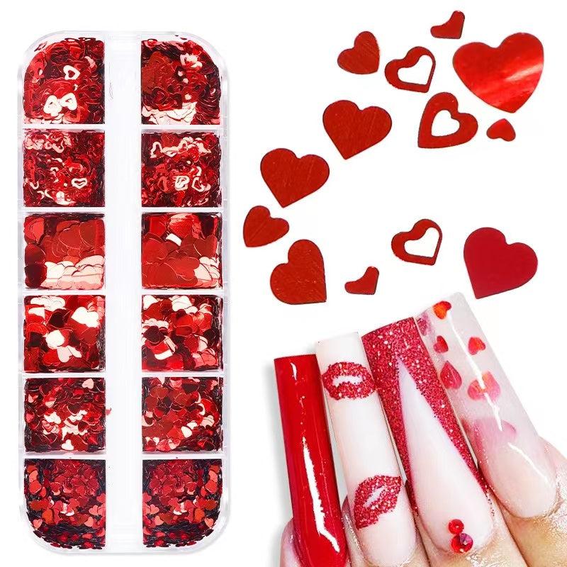 12 Grids Holographic Star Nail Sequins Colorful Laser Glitter Flakes