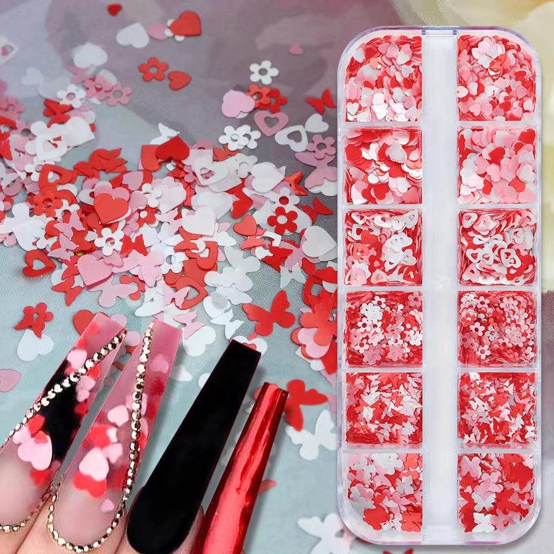 12 Grids Holographic Star Nail Sequins Colorful Laser Glitter Flakes