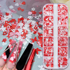 12 Grids Holographic Star Nail Sequins Colorful Laser Glitter Flakes
