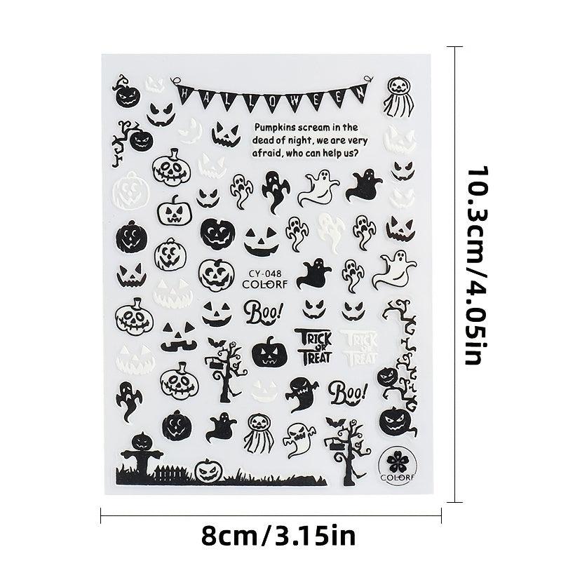 1pc Luminous Halloween Nail Stickers Self Adhesive Nail Art Decals
