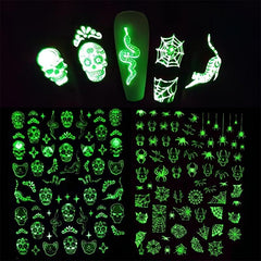 1pc Luminous Halloween Nail Stickers Self Adhesive Nail Art Decals