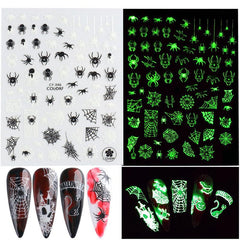 1pc Luminous Halloween Nail Stickers Self Adhesive Nail Art Decals