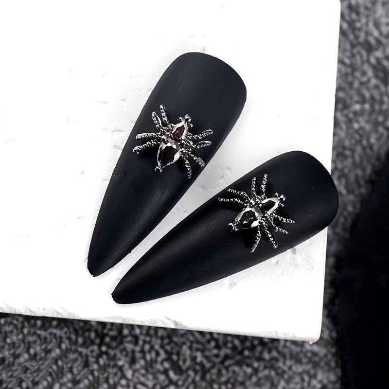 Halloween 3D Spider Nail Charms with Rhinestones