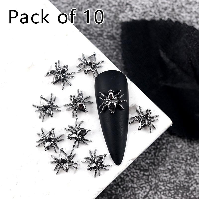 Halloween 3D Spider Nail Charms with Rhinestones