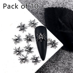 Halloween 3D Spider Nail Charms with Rhinestones