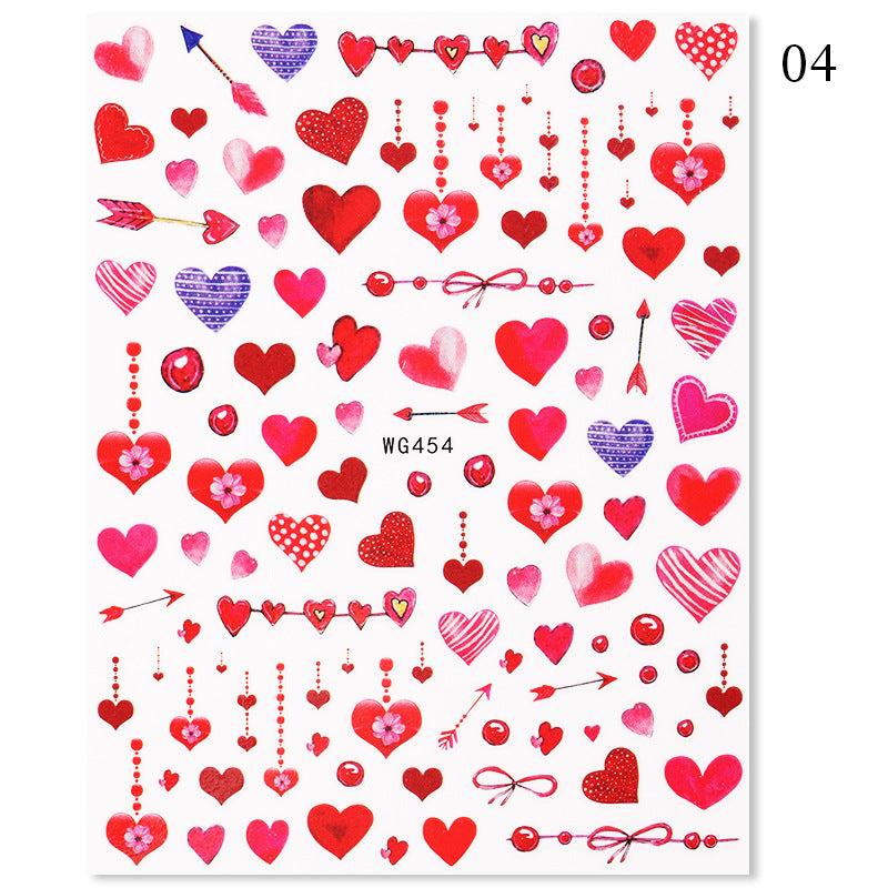 3D Heart Nail Art Stickers Self Adhesive Love Nail Decals