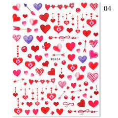 3D Heart Nail Art Stickers Self Adhesive Love Nail Decals