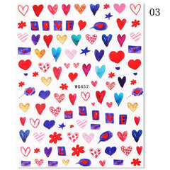 3D Heart Nail Art Stickers Self Adhesive Love Nail Decals
