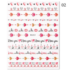 3D Heart Nail Art Stickers Self Adhesive Love Nail Decals